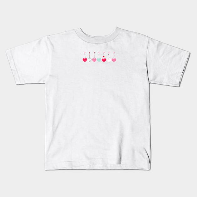 hanging love Valentine's retro hearts Kids T-Shirt by GULSENGUNEL